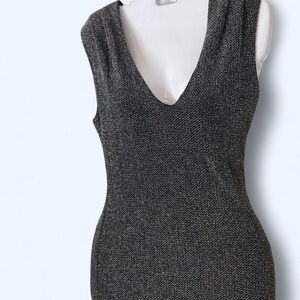 Silver bodycon dress with silver glitter. Size L Forever 21